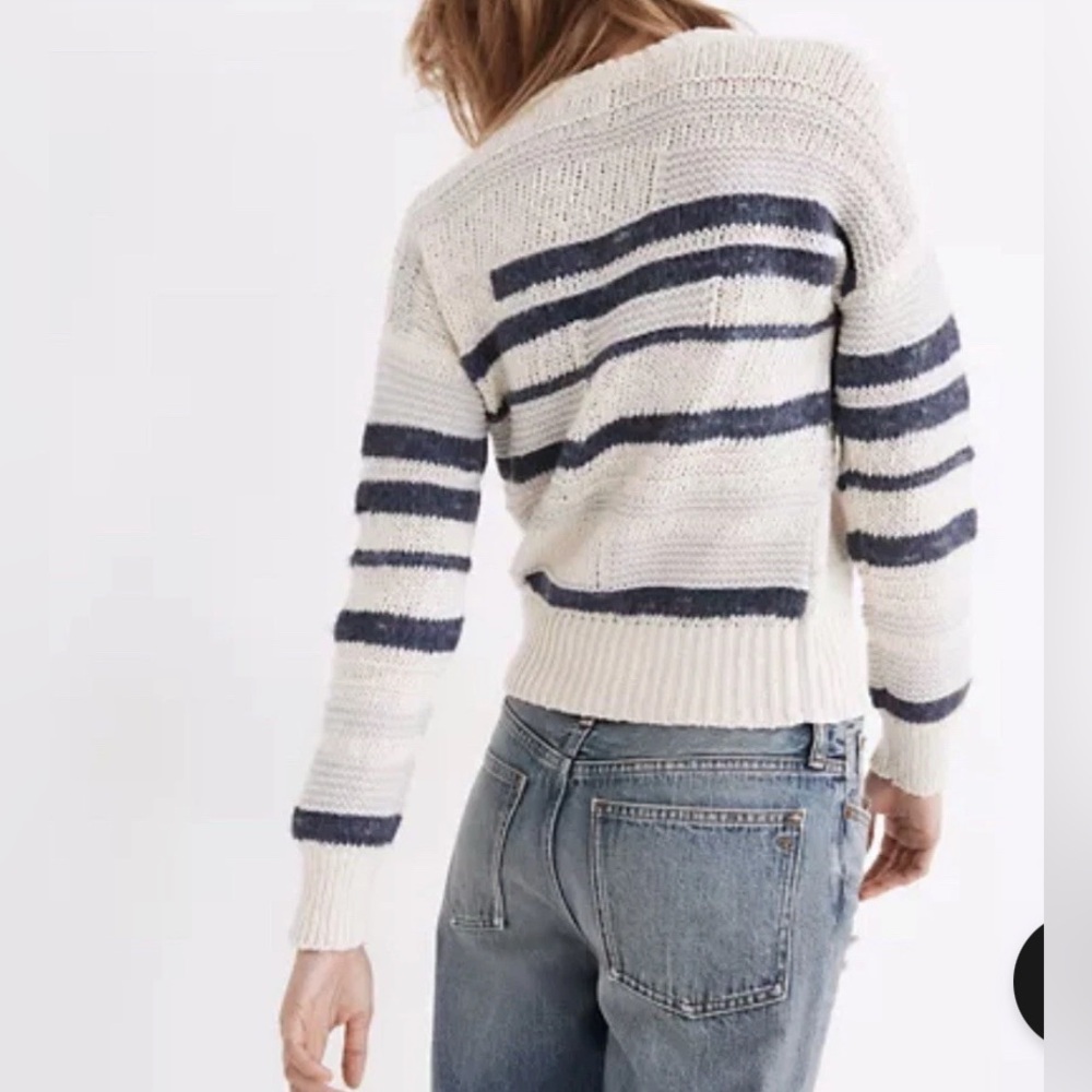 MADEWELL Sweater Women XS Striped Pullover Grandover Bobble Wool Alpaca - Picture 2 of 11